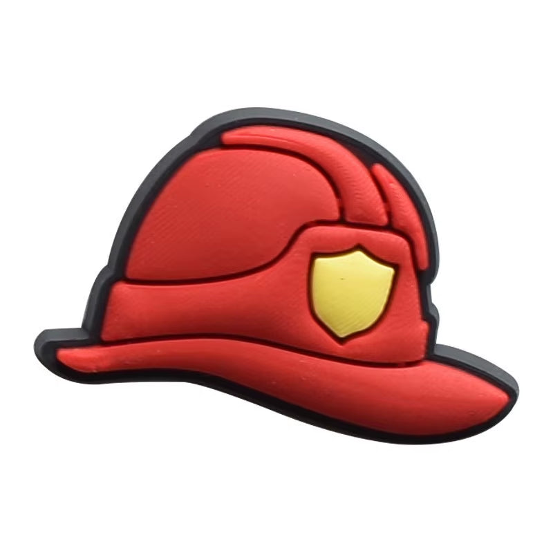 1Pcs PVC Fireman Shoe Charms for Crocs DIY Badge Woman Clogs Buckle Kids Pins Decoration Jeans Shoe Accessories X-Mas Gift