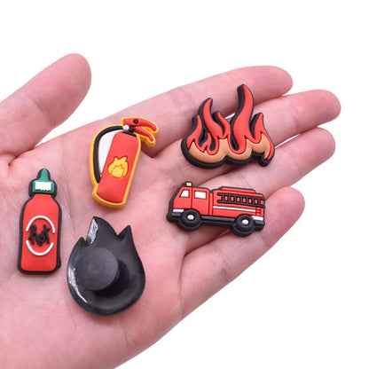 1Pcs PVC Fireman Shoe Charms for Crocs DIY Badge Woman Clogs Buckle Kids Pins Decoration Jeans Shoe Accessories X-Mas Gift