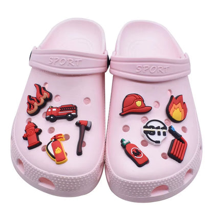1Pcs PVC Fireman Shoe Charms for Crocs DIY Badge Woman Clogs Buckle Kids Pins Decoration Jeans Shoe Accessories X-Mas Gift